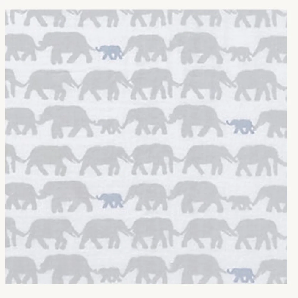 RH Elephant Print Crib Fitted Sheet - French Blue